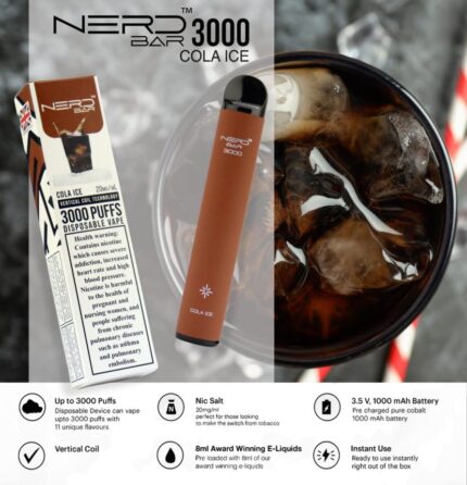 NERD BAR 3000 Cola Ice disposable vape in Dubai