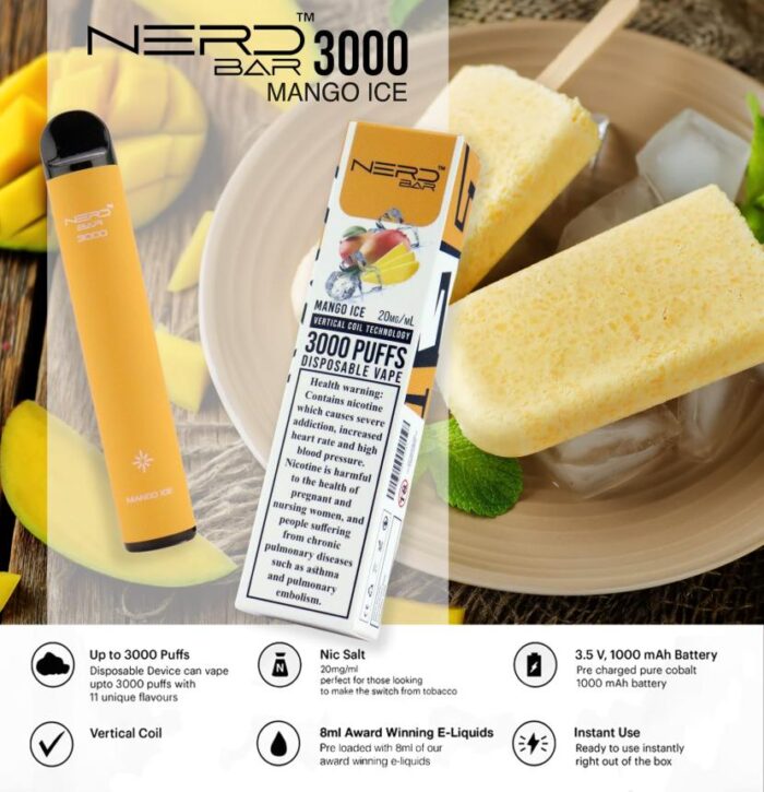 NERD BAR 3000 Mango Ice disposable vape in Dubai