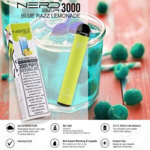 NERD BAR 3000 Blue Razz Lemonade disposable vape in Dubai