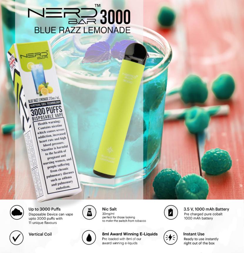 NERD-BAR-3000-Blue-Razz-Lemonade-disposable-vape-in-Dubai-2-1.jpg NERD BAR 3000 Blue Razz Lemonade disposable vape in Dubai - Image 1