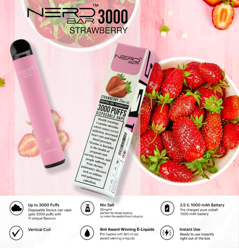 NERD-BAR-3000-Strawberry-disposable-vape-in-Dubai2-1.jpg NERD BAR 3000 Strawberry disposable vape in Dubai - Image 1